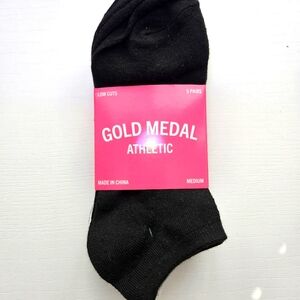 NEW!!! Gold Medal Athletic Black‎ Socks - 5 Pairs Low Cut